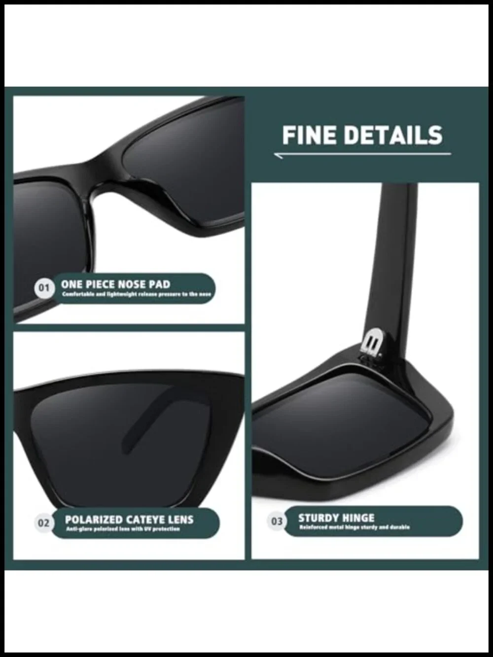 Vintage Cat Eye Sunglasses with Polarized UV400 Lenses
